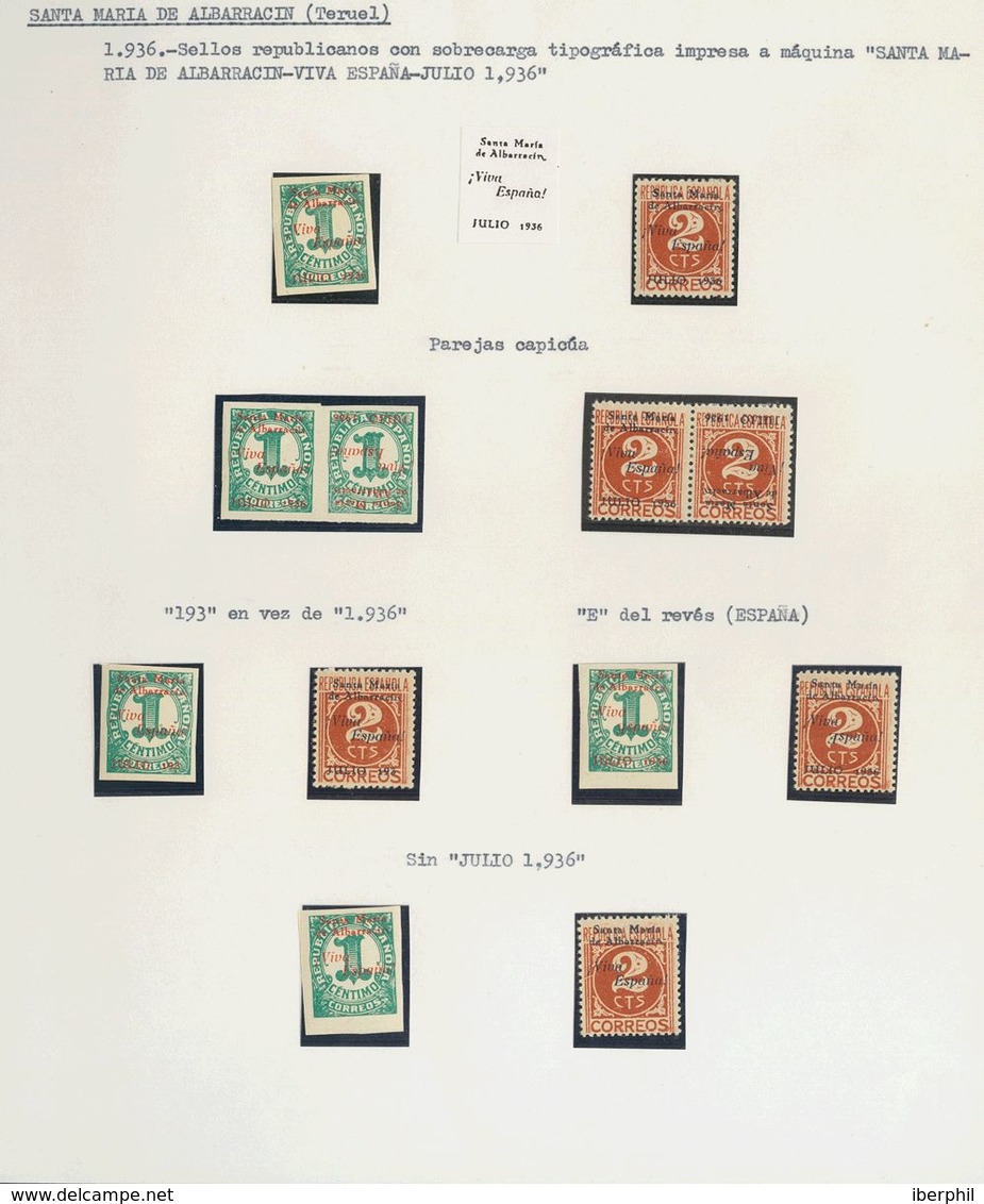 **/*1/2, Hea, He, Heb, Hphi. 1937. Conjunto De Series Completas De La 1ª Emisión De Santa María De Albarracín Conteniend - Emisiones Nacionalistas