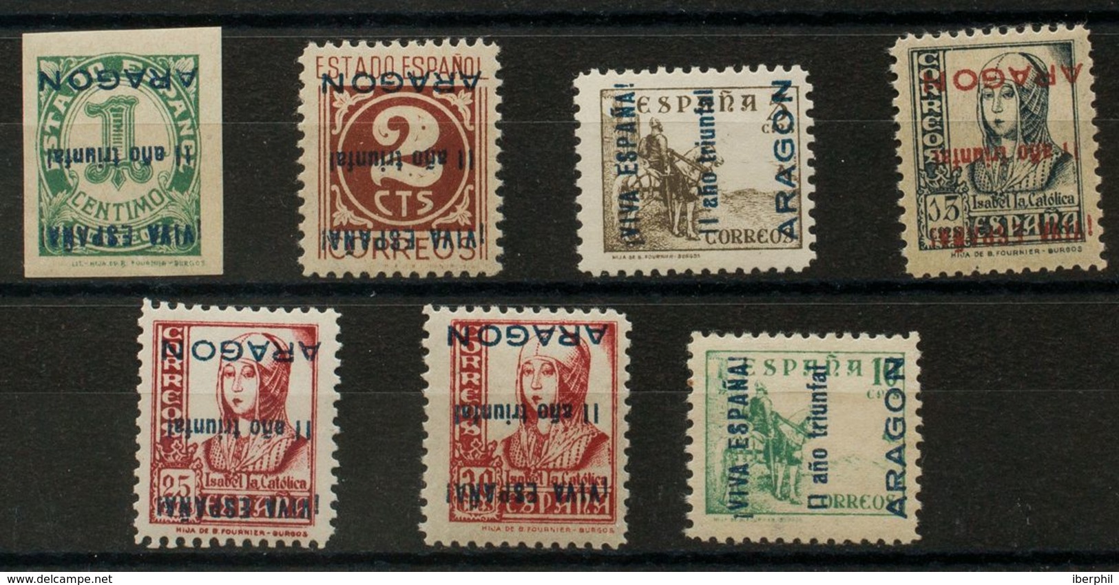 *41/47hi. 1937. Serie Completa (el 10 Cts Manchitas Del Tiempo). Variedad SOBRECARGA INVERTIDA. BONITA. - Nationalistische Ausgaben