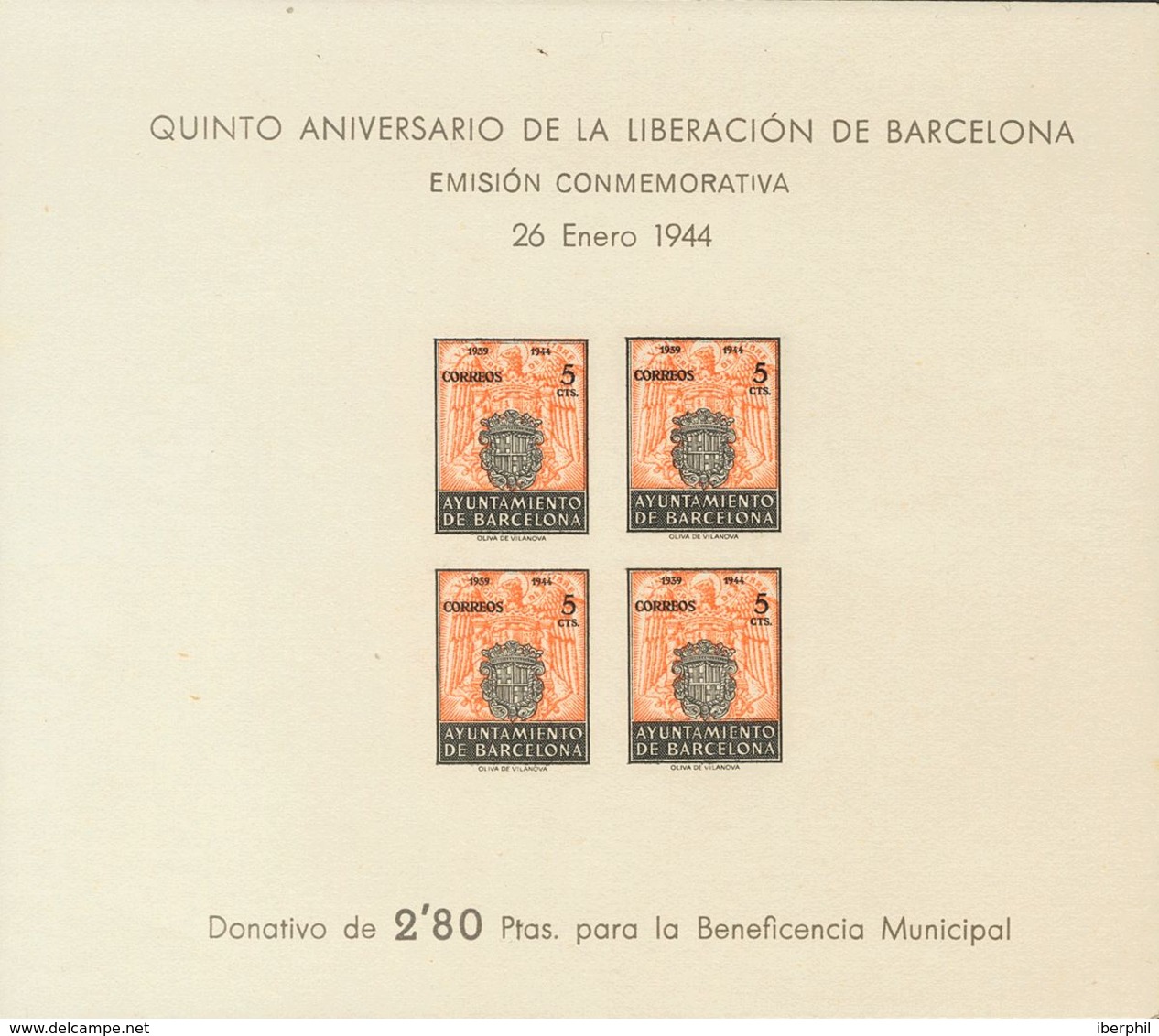 **60/61s. 1944. Hojas Bloque. SIN DENTAR. MAGNIFICAS Y RARAS. Edifil 2019: 530 Euros - Barcelona
