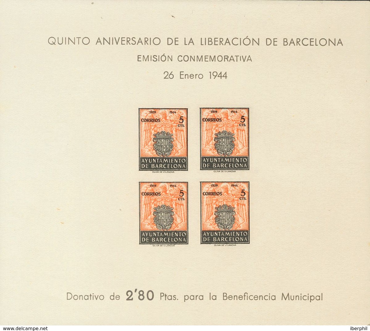 **60/61s. 1944. Hojas Bloque. SIN DENTAR. MAGNIFICAS Y RARAS. Edifil 2019: 530 Euros - Barcelone