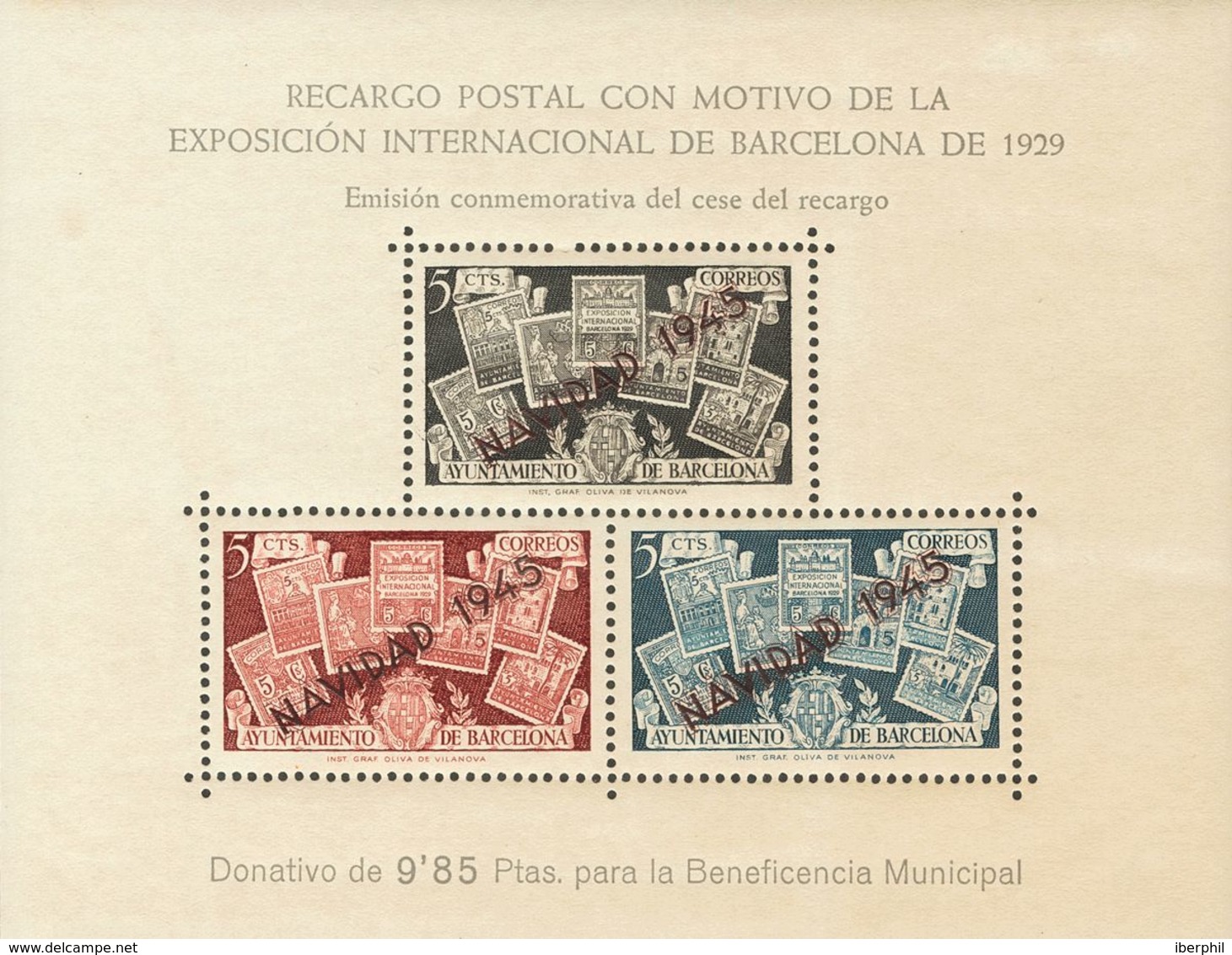 **NE32. 1945. Hoja Bloque. NO EMITIDA. MAGNIFICA. Edifil 2019: 275 Euros - Barcelona