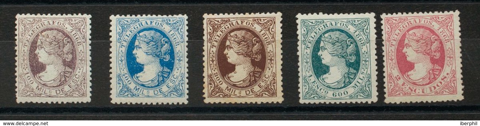 *21/25. 1868. Serie Completa. Muy Bien Centrada. MAGNIFICA Y MUY RARA. Cert. COMEX (el 1600 Mils) Y EXFIMA (el 2 Escudos - Sonstige & Ohne Zuordnung