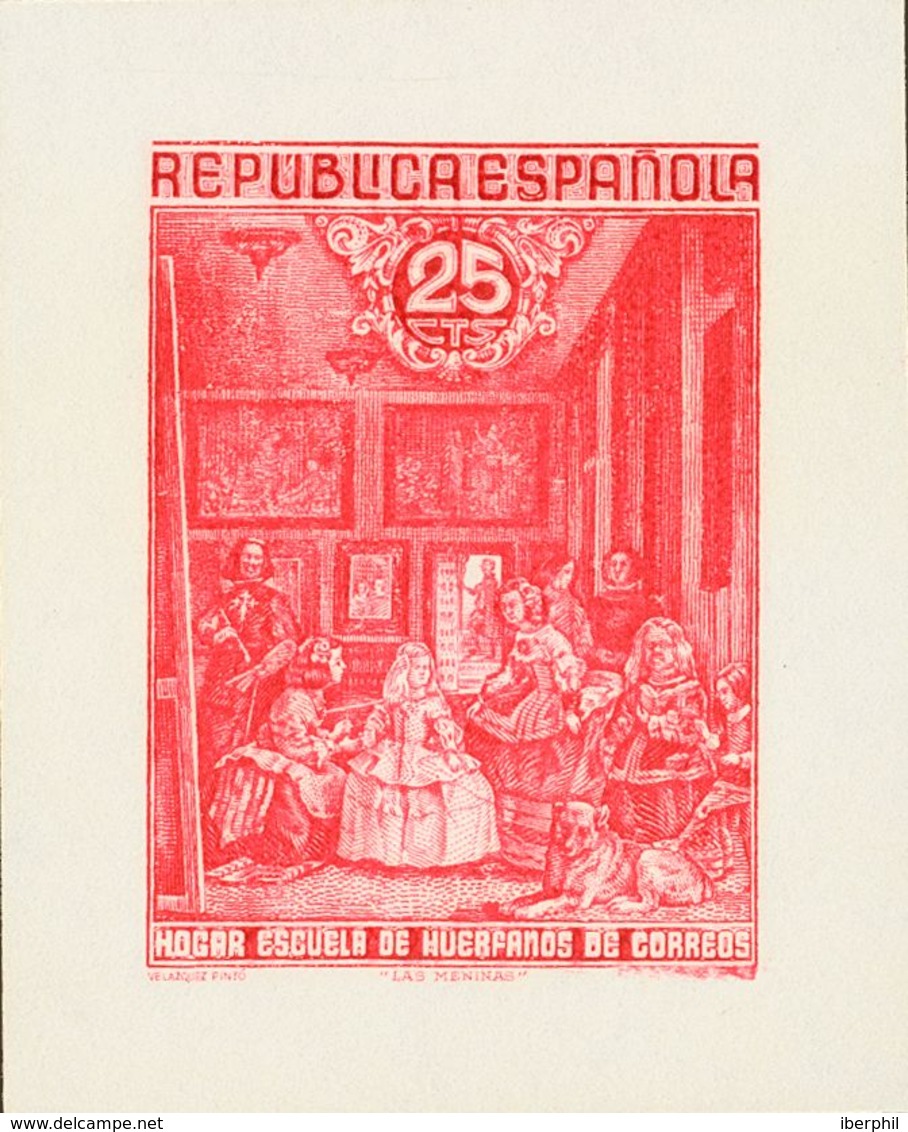 (*). 1939. 25 Cts Carmín Rosa. PRUEBA DE PUNZON. MAGNIFICA Y RARA. (Gálvez HC25) - Charity