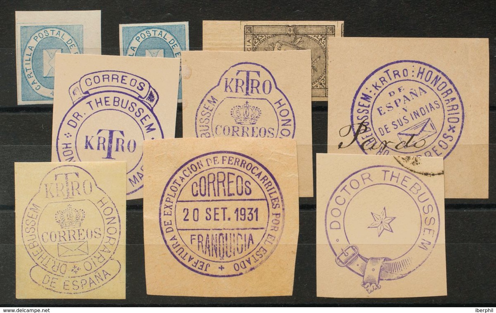 (*)/º. 1869. Conjunto De Franquicias Postales Entre 1869 Y 1881, Marca De La Habana, Es Una Reimpresión. MAGNIFICO. Edif - Franchise Militaire