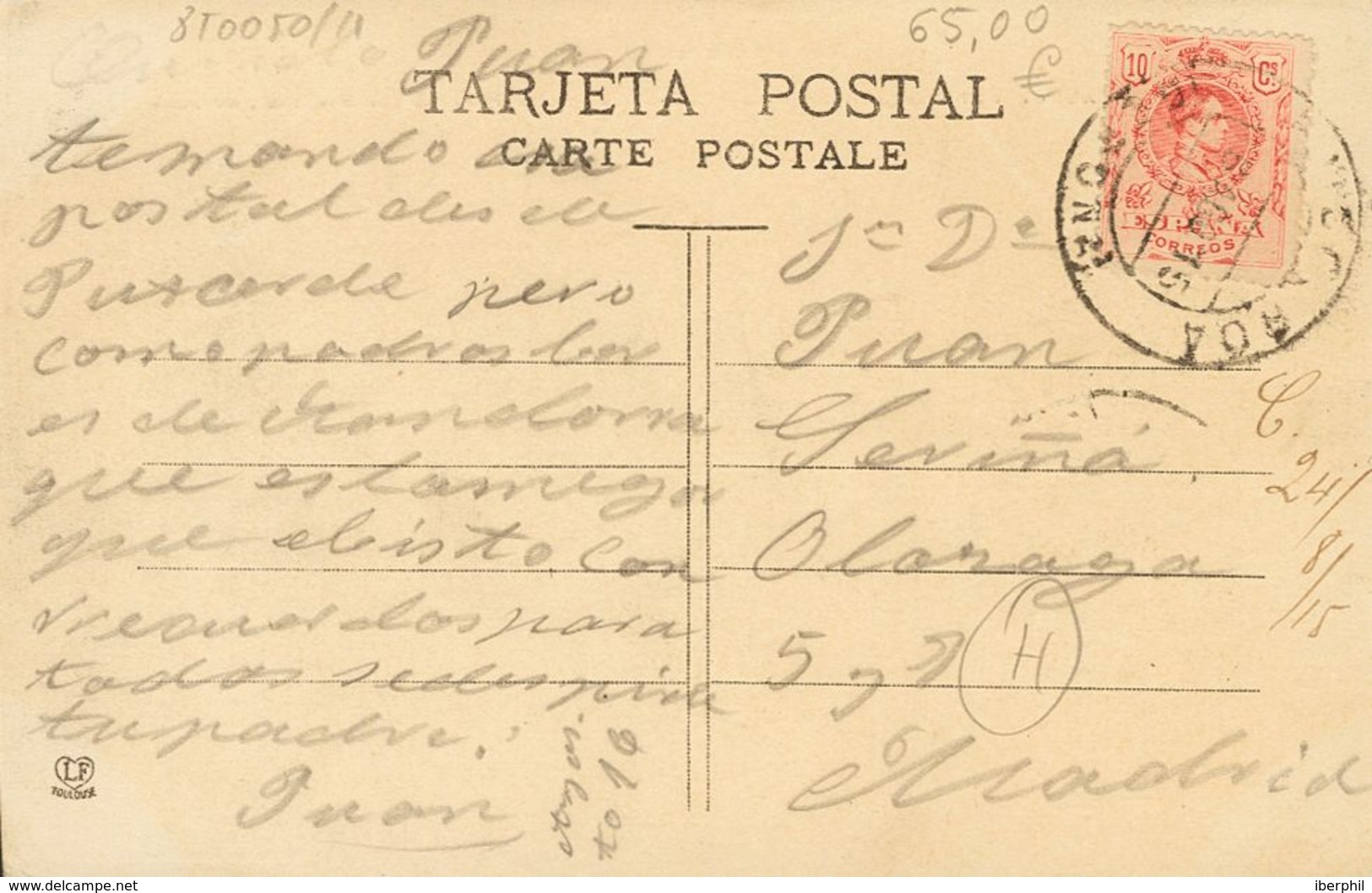 Sobre 269. 1915. 10 Cts Rojo. Tarjeta Postal De PUIGCERDA A MADRID, Con Motivo De Andorra. MAGNIFICA. - Other & Unclassified