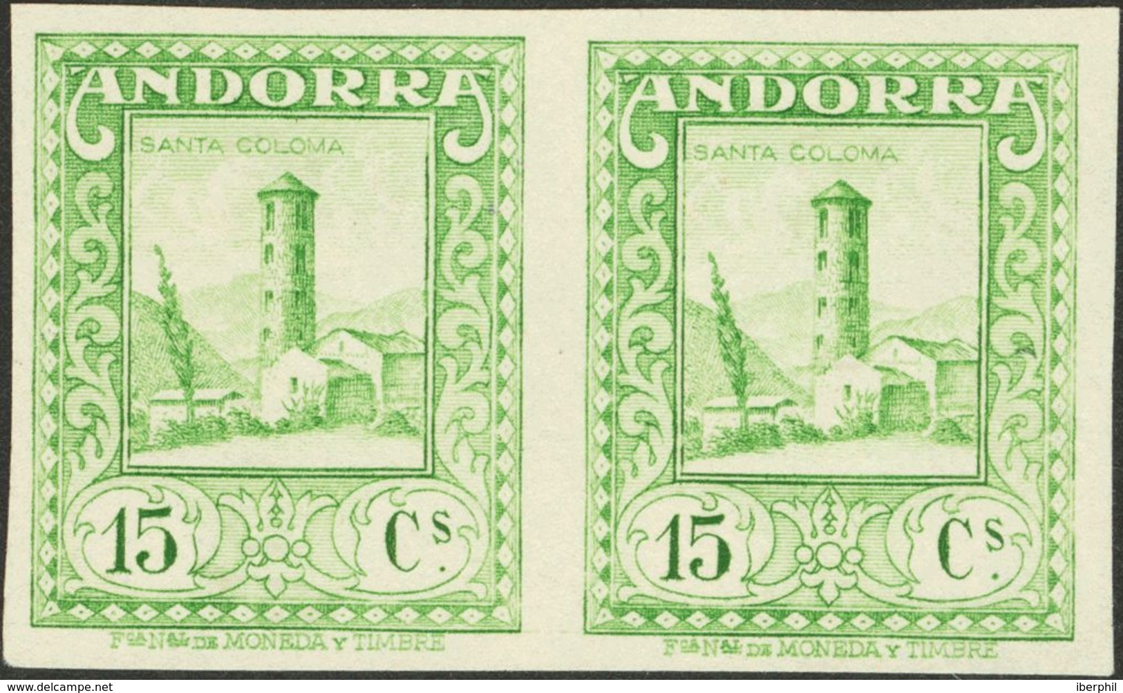 (*)18ccs(2). 1929. 15 Cts Verde Amarillo, Pareja. CAMBIO DE COLOR Y SIN DENTAR. MAGNIFICA Y RARISIMA. Edifil 2013: 1.210 - Autres & Non Classés