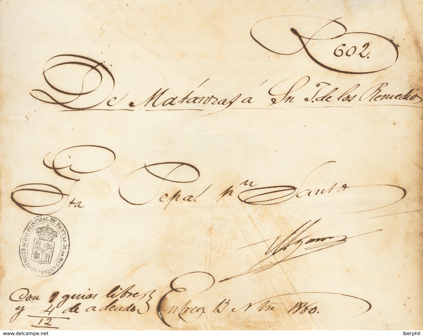 Sobre . (1858ca). Conjunto De Cuatro Registros De Embarque: LA HABANA A CARDENAS (Goleta Clío, De 1858), MATANZAS A CARD - Other & Unclassified