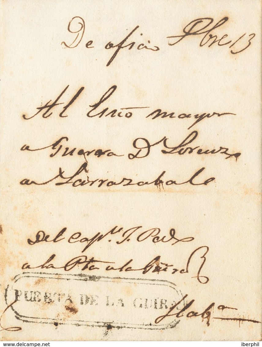 Sobre . (1843ca). PUERTA DE LA GUIRA A LA HABANA. Marca PUERTA DE LA GUIRA, En Negro (P.E.1) Edición 2004, Citada Por Ti - Other & Unclassified