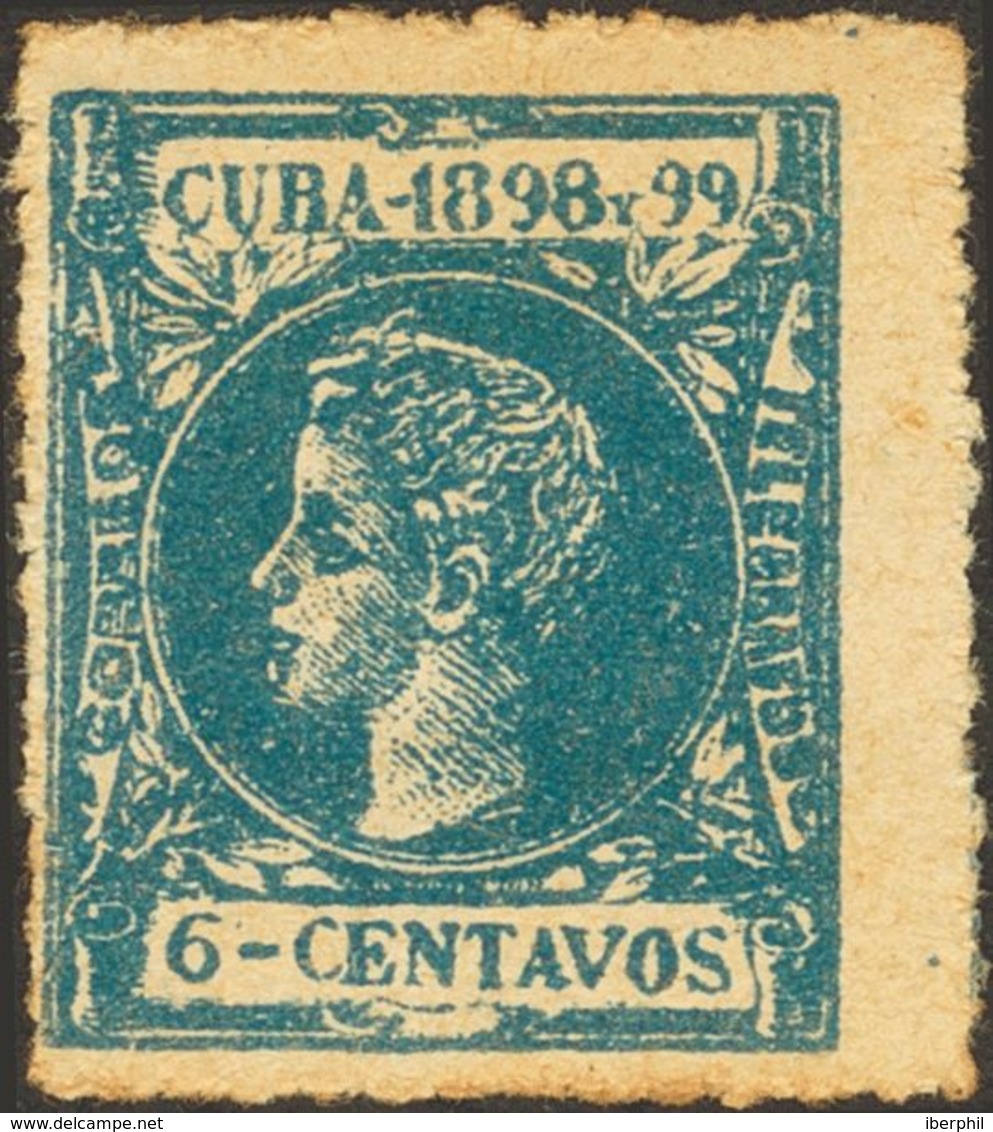 (*)164F. 1898. 6 Ctvos Azul. FALSO POSTAL. MAGNIFICO Y RARISIMO. - Kuba (1874-1898)