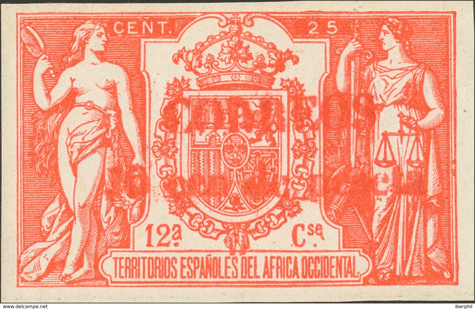 *50Ga. 1909. 10 Cts Sobre 25 Cts Rojo. Variedad CAMBIO DE COLOR EN LA SOBRECARGA, En Rojo. MAGNIFICO. Edifil 2018: 183 E - Other & Unclassified