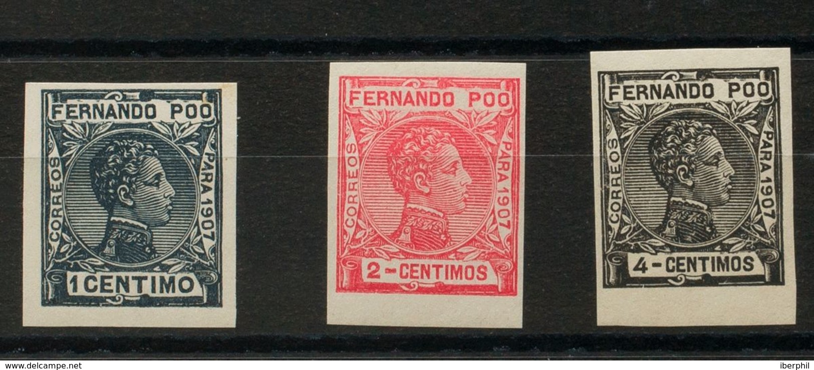 *152s, 153s, 155s. 1907. 1 Cts Azul Oscuro, 2 Cts Rosa Y 4 Cts Negro. SIN DENTAR. MAGNIFICOS. Edifil 2018: 459 Euros - Andere & Zonder Classificatie