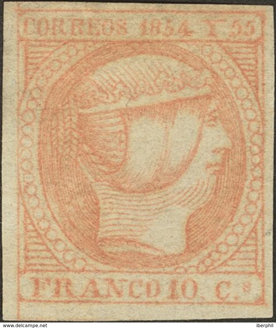 (*)2b. 1854. 10 Cuartos Rosa. Márgenes Enormes. MAGNIFICO Y MUY RARO, ESPECIALMENTE EN ESTA CALIDAD. Cert. GRAUS. Edifil - Andere & Zonder Classificatie