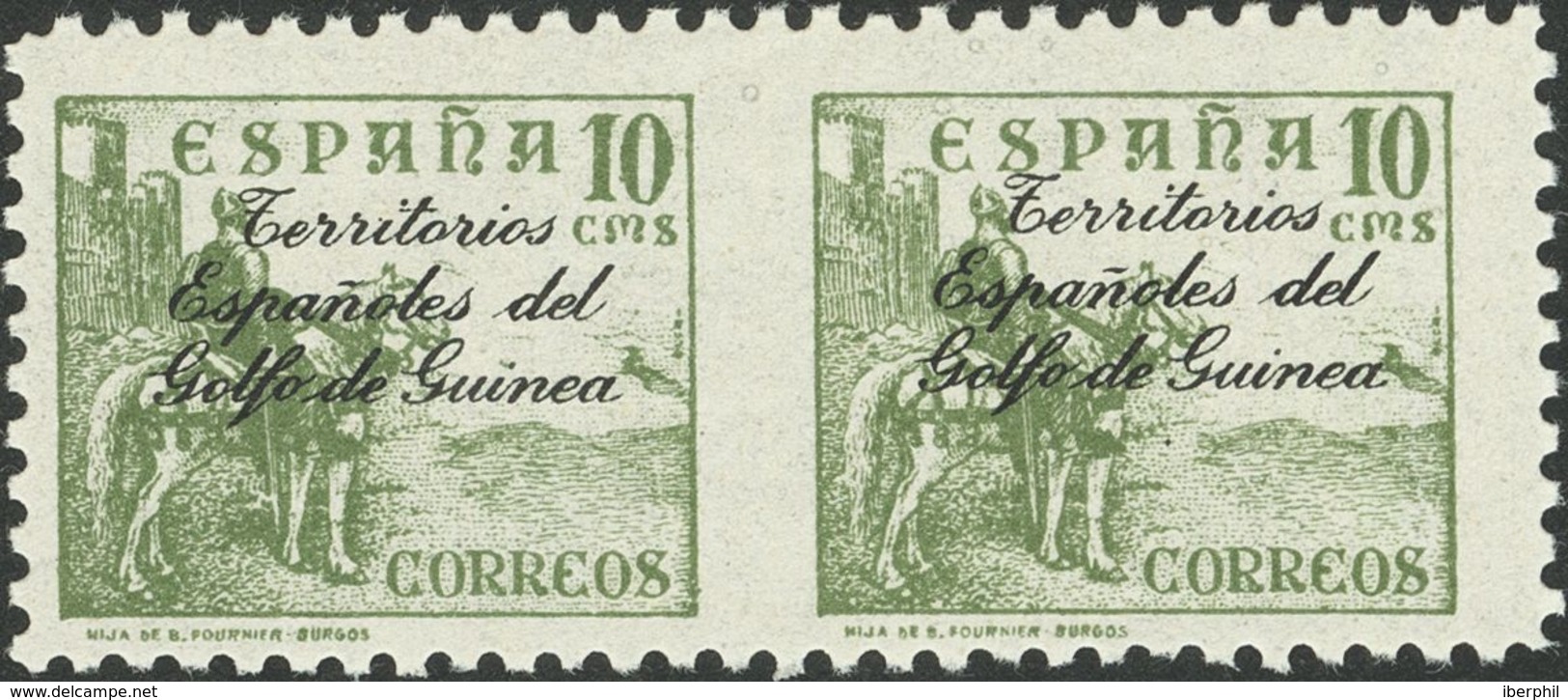 **256sph. 1939. 10 Cts Verde, Pareja. Variedad SIN DENTAR ENTRE LOS SELLOS. MAGNIFICA. Edifil 2018: +120 Euros - Autres & Non Classés