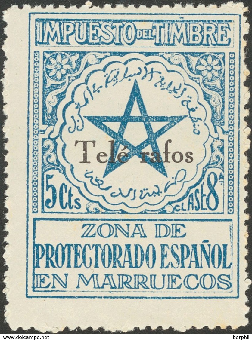 **34Mhe. 1935. 5 Cts Azul (Tipo III). Variedad "G" De TELEGRAFOS OMITIDA. MAGNIFICO. Edifil 2018: 75 Euros - Autres & Non Classés