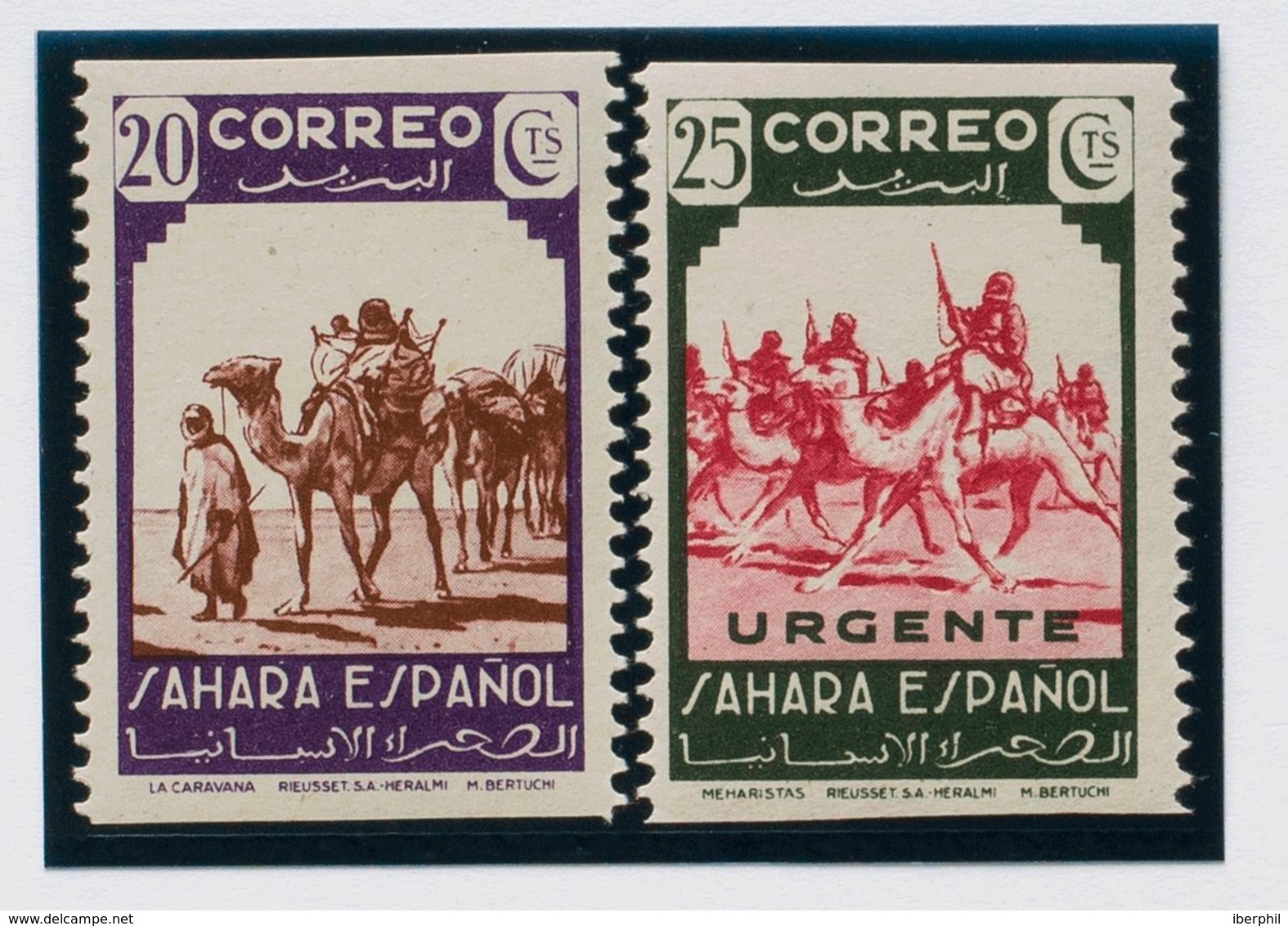 **67sh, 74sh. 1943. 20 Cts Lila Y Castaño Y 25 Cts Verde Y Carmín. Variedad SIN DENTADO HORIZONTAL. MAGNIFICOS. Edifil 2 - Autres & Non Classés