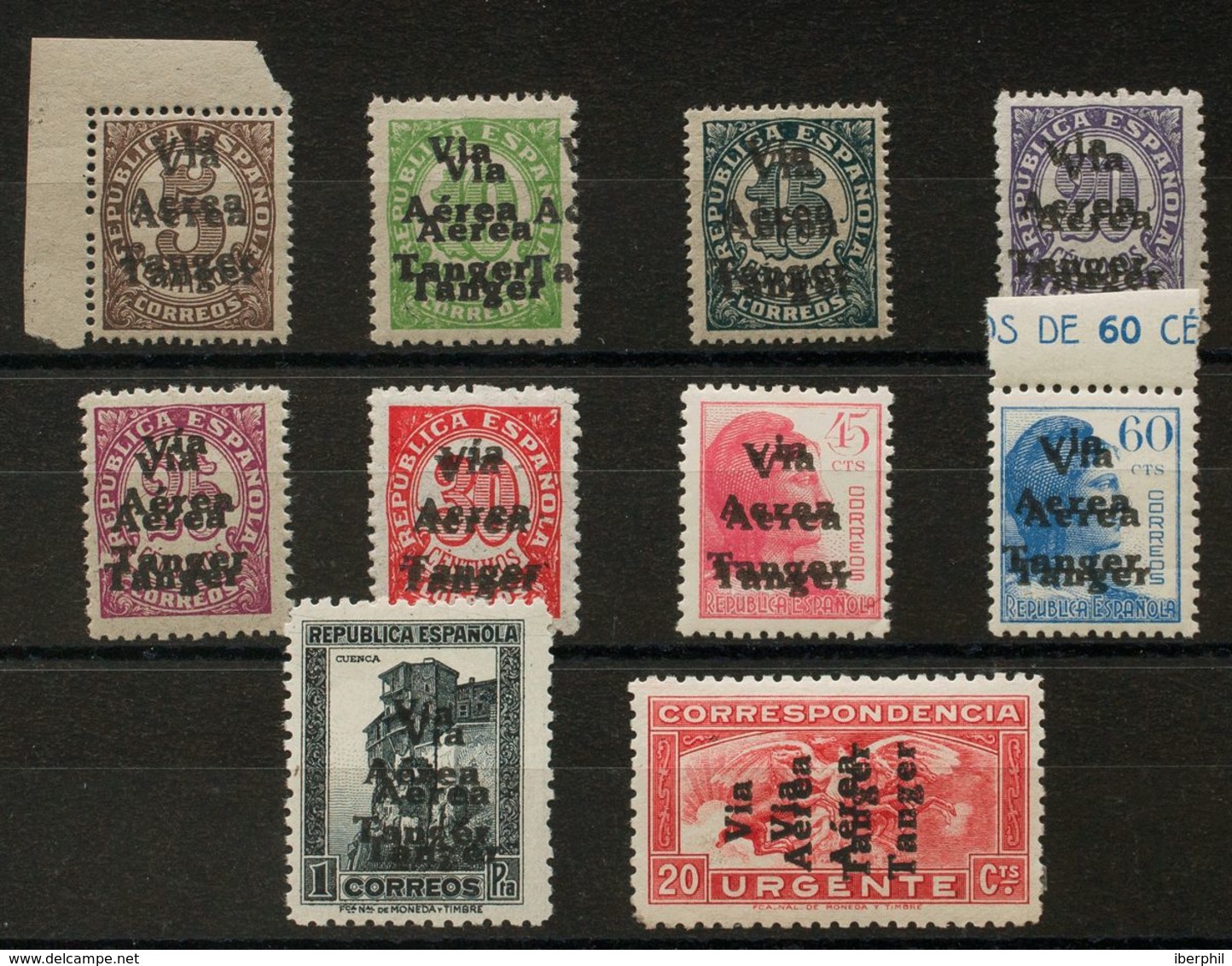 **/*128/41hh. 1938. Serie Completa, Diez Valores. Variedad SOBRECARGA DOBLE. MAGNIFICA Y RARA. Edifil 2018: +725 Euros - Autres & Non Classés