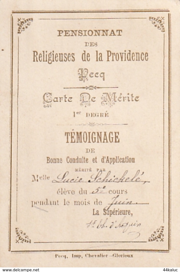 Carte De  Mérite Premier Degré - Pecq