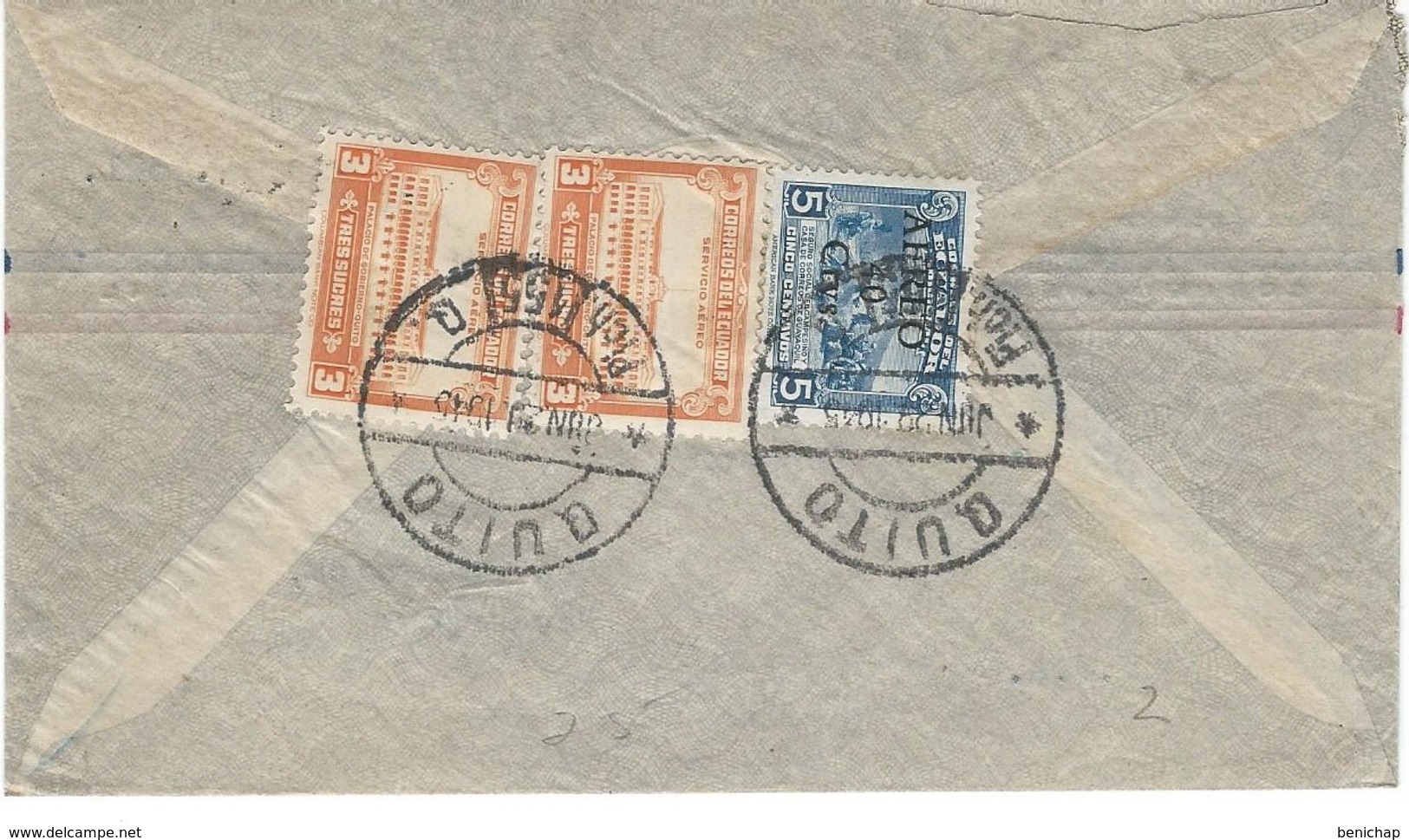 COVER CORREO AERO - AIR MAIL - QUITO - NEW BRUNSWICK - NEW JERSEY. - Equateur