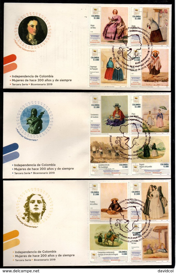 COLOMBIA- 2019 - FDC / SPD - WOMEN IN COLOMBIAN BICENTENNIAL. - Colombia