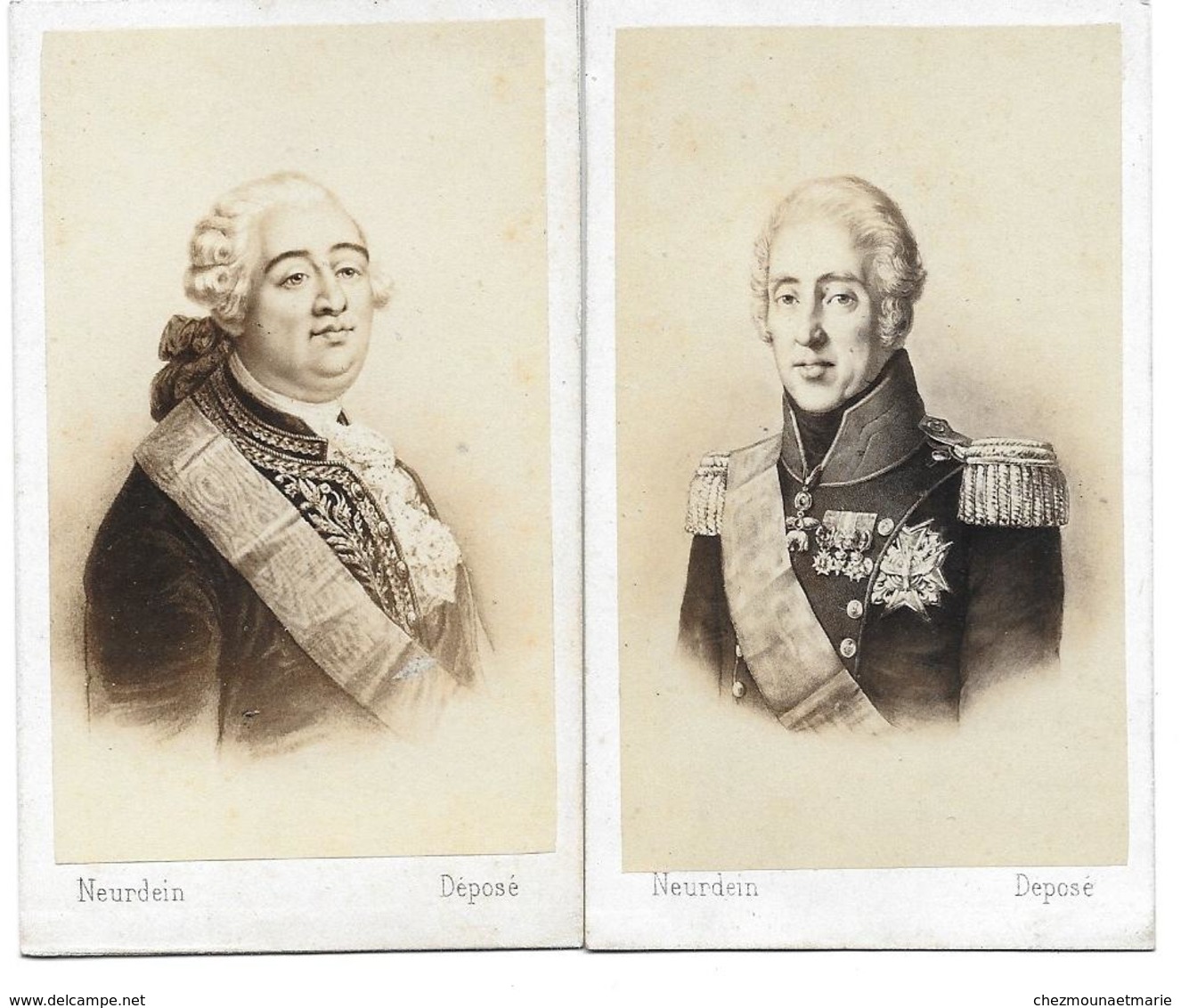 LES ROIS LOUIS XVI ET CHARLES X - CDV PHOTOS NEURDEIN PARIS - LOT DE 2 - Célébrités