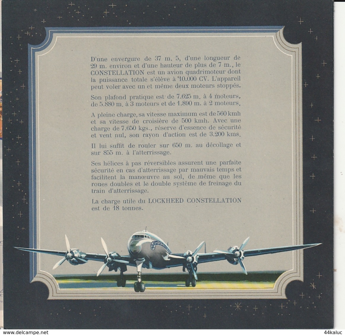 AIR FRANCE Superbe Dépliant LOCKHEED CONSTELLATION - Non Classés