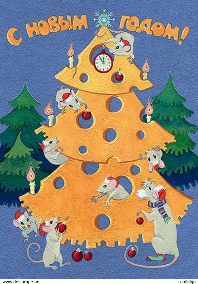 2019-319 Postal Card Without Stamp Russia Happy New Year! Cheese Christmas Tree. The Year Of The Mouse - Russie