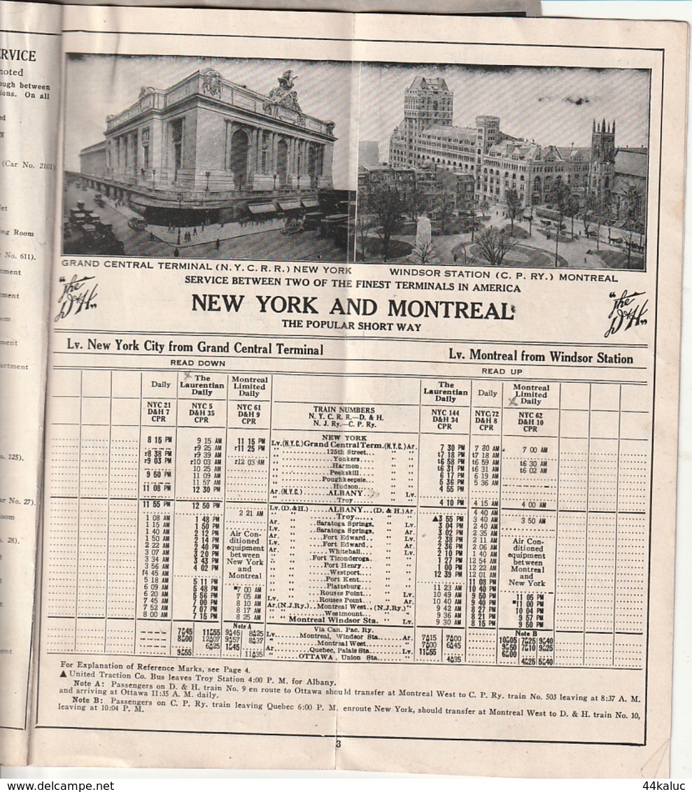 HORAIRE DE TRAINS Entre NEW YORK Et MONTREAL - Monde