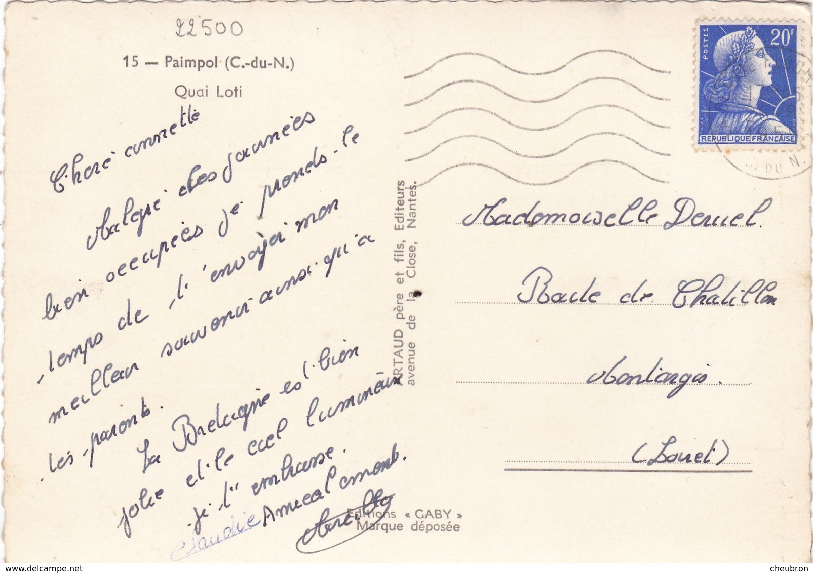 22. PAIMPOL. CPA . RARETÉ. QUAI LOTI. ANNEE 1955 + TEXTE - Paimpol