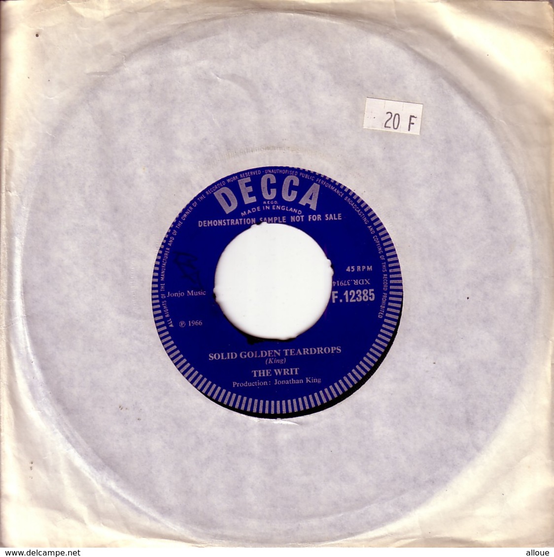THE WRIT (BRITISH BEAT)  45 UK 1966 - DID YOU EVER HAVE TO MAKE UP YOUR MIND (LOVIN' SPOONFUL) + SOLID GOLDEN TEARDROPS - Rock