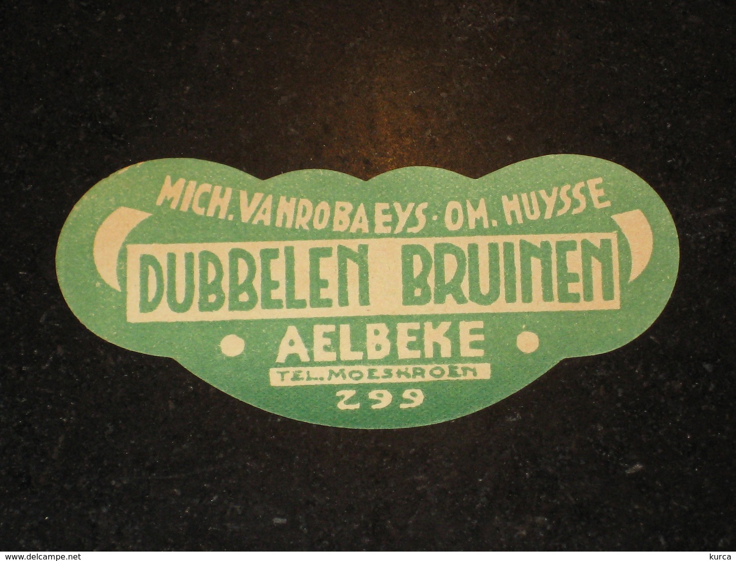 Oud Bier Etiket DUBBELEN BRUYNEN AELBEKE Aalbeke Tel Moeskroen - Bier