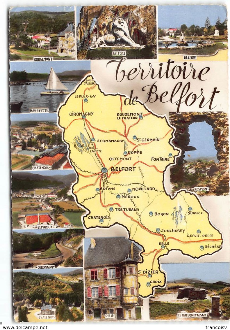 Territoire-de-Belfort- Carte Géographique Rougemont Delle Giromagny Lepuix-Gy Chatenois Rosmont. Edit Cim - Landkarten