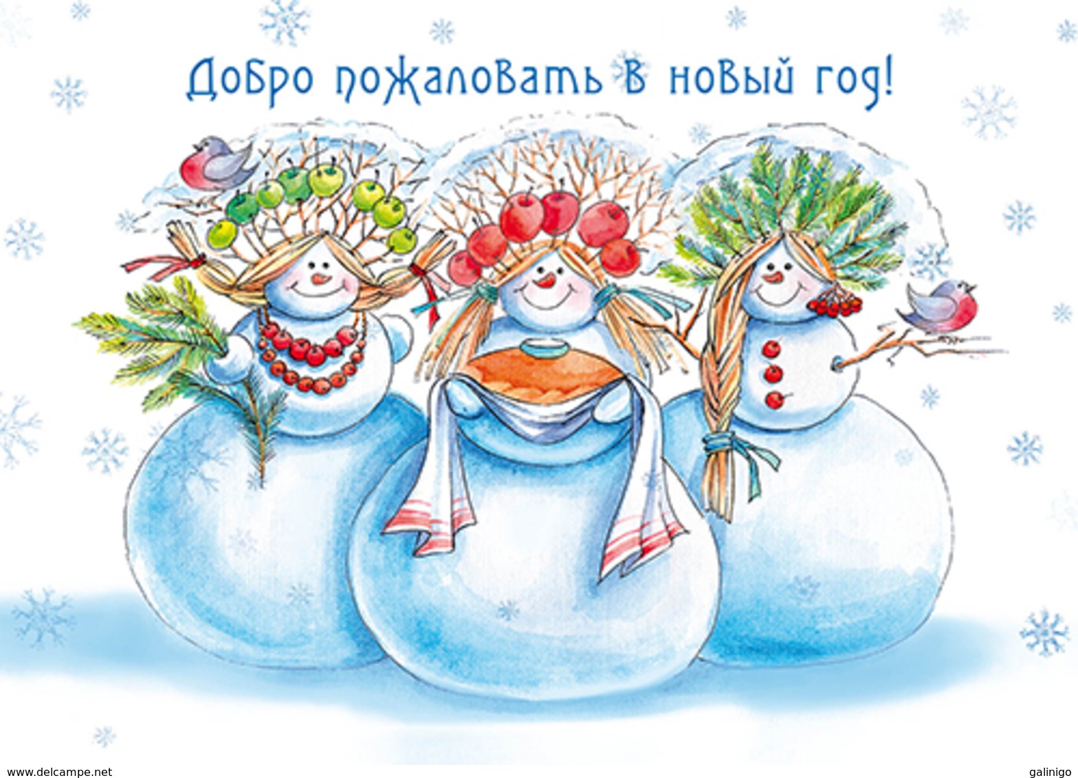 2019-327 Postal Card Without Stamp Russia Welcome To The New Year! Dressed Up Snowmen Greet Guests - Rusland