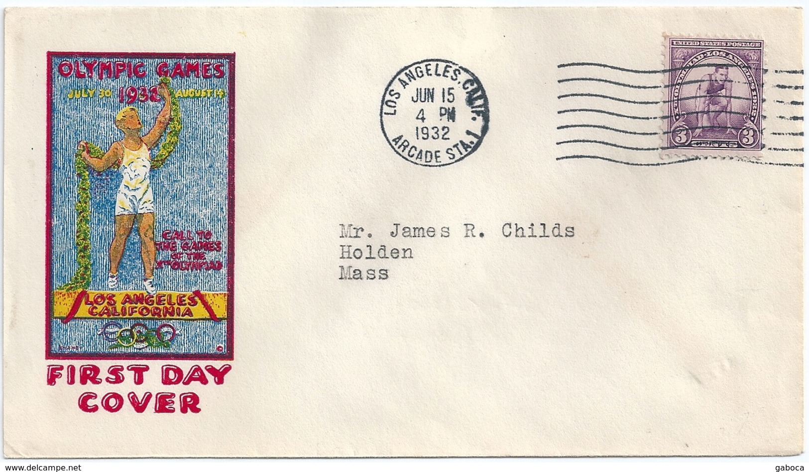 B4000 USA FDC Olympics 1932 Los Angeles Sport Cover With Cachet - Ete 1932: Los Angeles