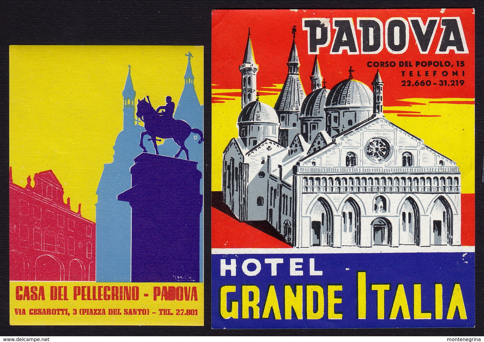 PADOVA Hotel 2 Luggage Labels -  Cm (see Sales Conditions) - Etiquettes D'hotels