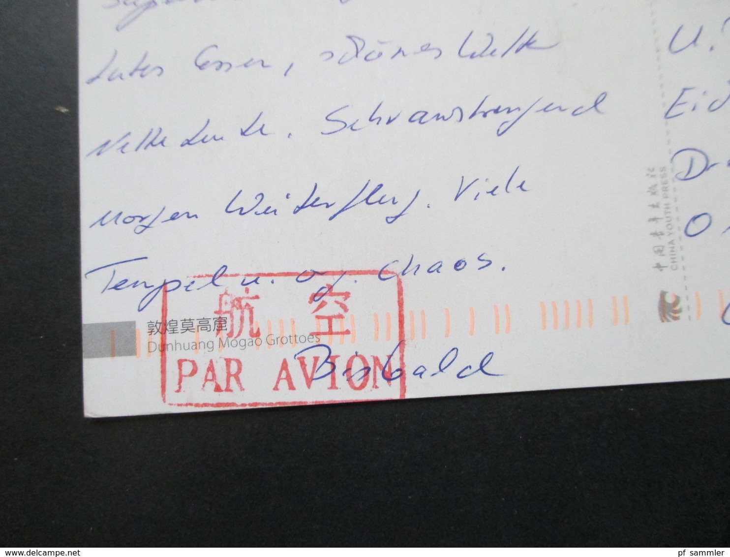 China 1998 / 2011 Postkarte / Luftpost Stempel In Rot! Dunhuang Magao Grottoes Mit 2 Marken Frankiert! - Cartas & Documentos