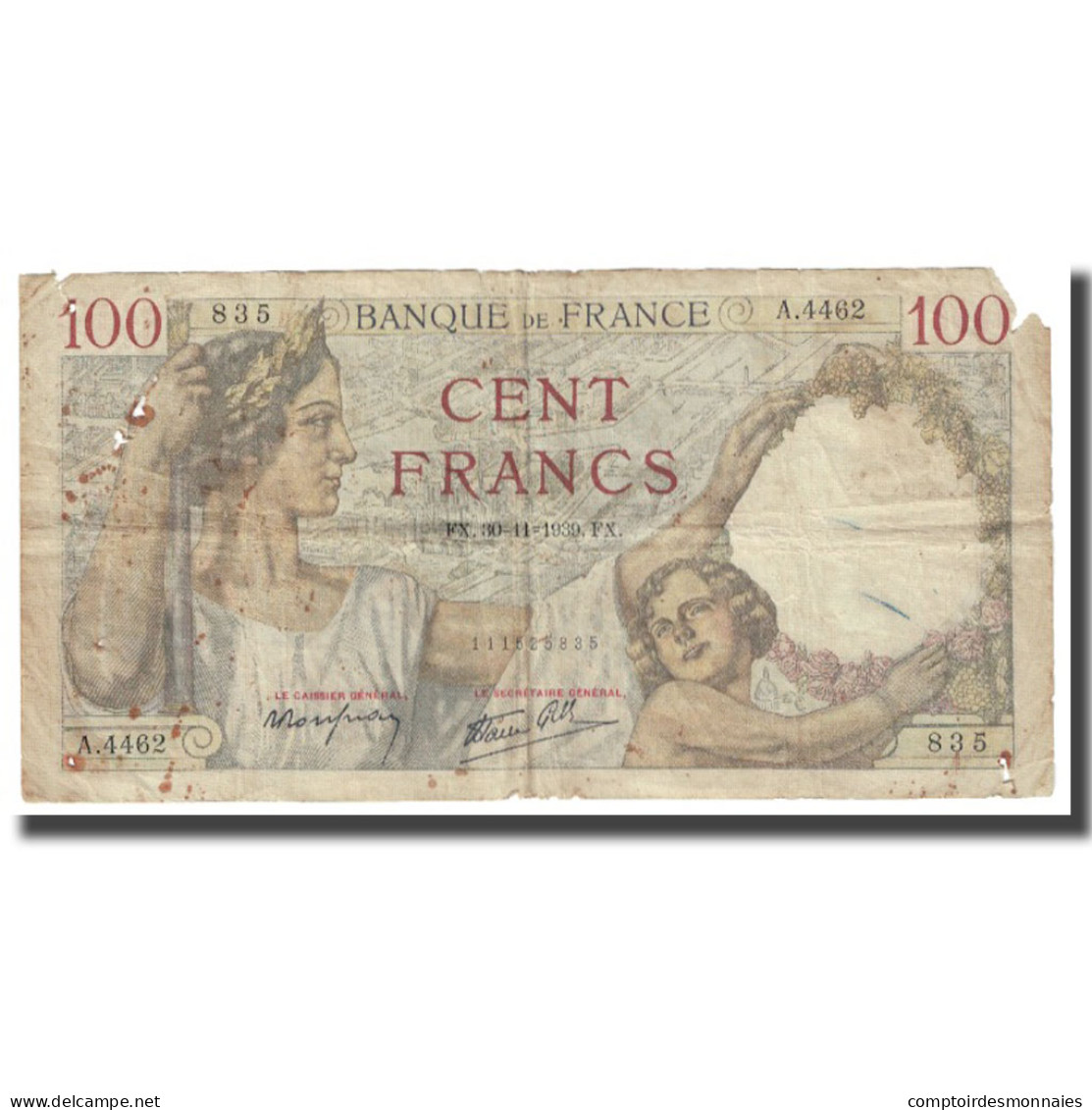 France, 100 Francs, Sully, 1939, P. Rousseau And R. Favre-Gilly, 1939-11-30, TB - 100 F 1939-1942 ''Sully''