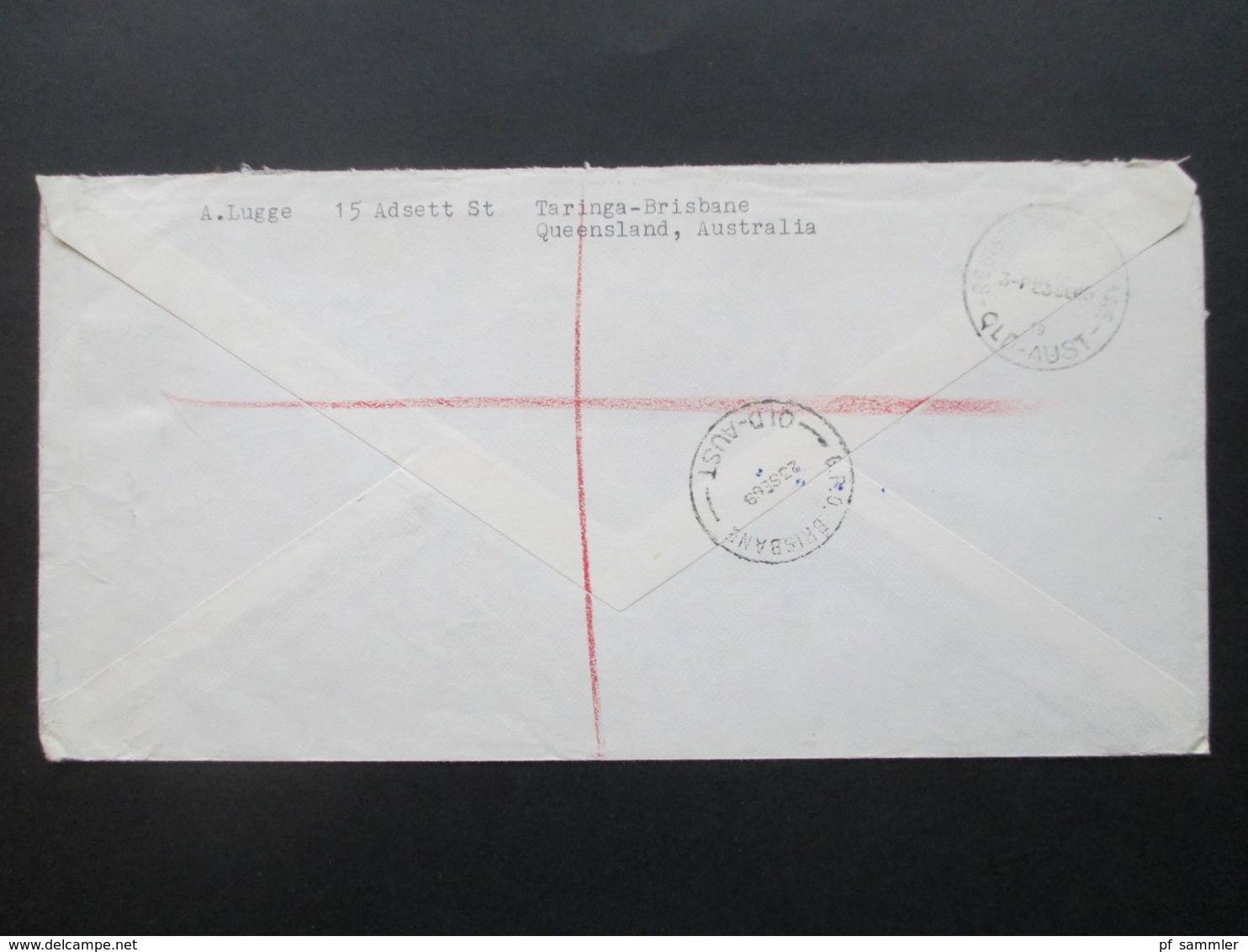 Australien Queensland Air Mail Registered Letter GPO Brisbane Mit Klebezettel Als Marke! ATM Vorläufer ?! Nach Dresden! - Cartas & Documentos