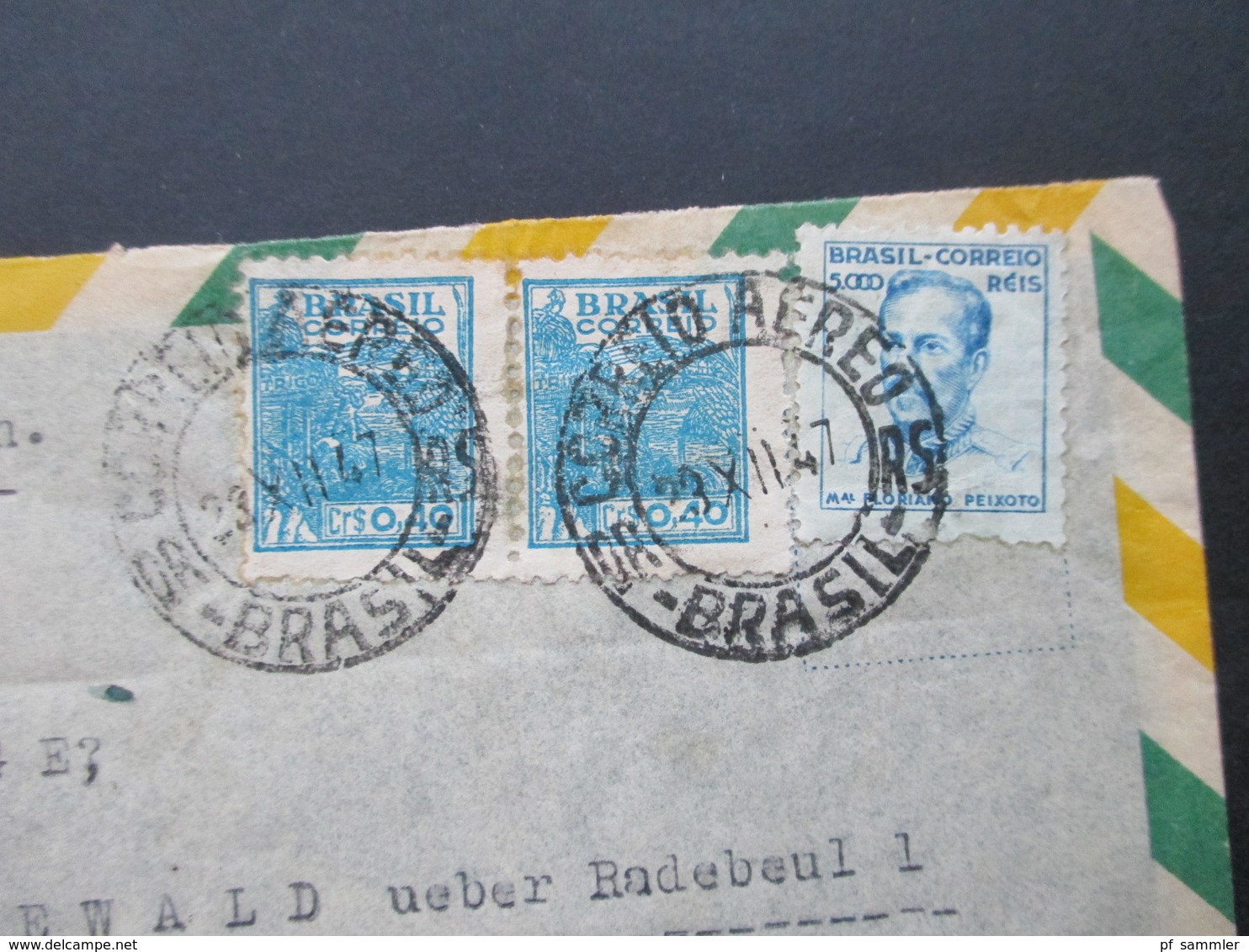 Brasilien 1947 Luftpostbrief Nach Friedewald Mit Ak Stempel Berlin Paolo Roscher Reprensentante Rua Carlos V. Koseritz - Lettres & Documents