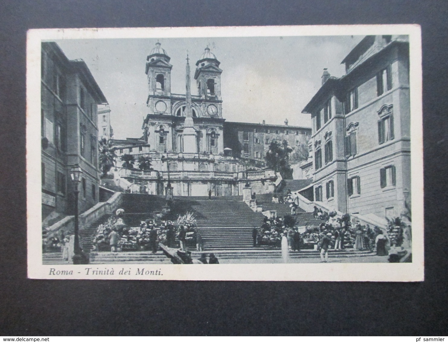 Italien 1938 Ansichtskarte Roma Trinita Dei Monti Mit Propagandastempel Führer DVX - War Propaganda