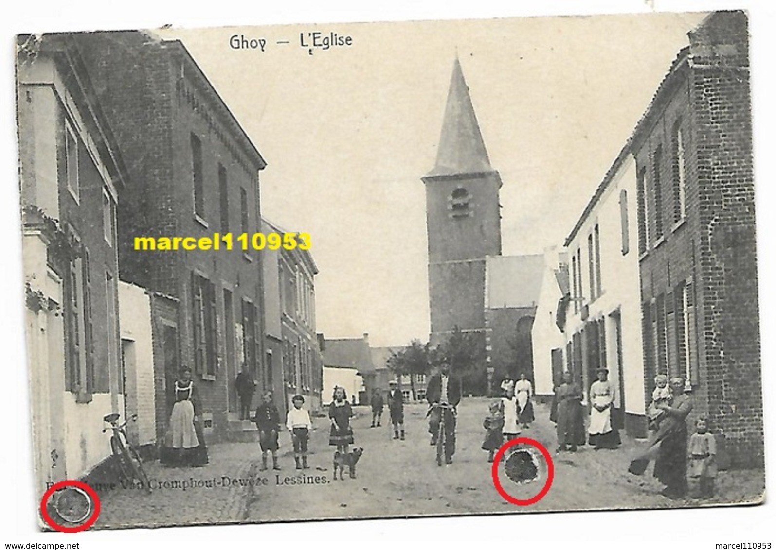 Ghoy - L'église 1903 ( Carte Recollée Sur Carton ) Voir Scan Pour Les Défauts Entourés En Rouge - Lessines