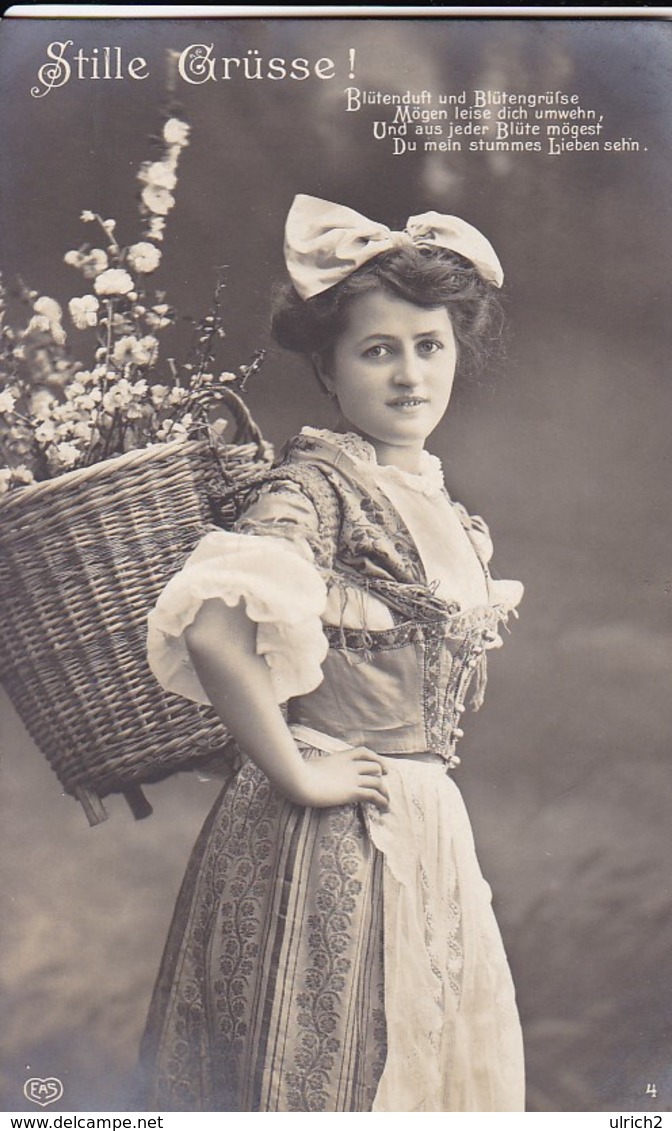 AK Stille Grüsse - Frau Mit Korb Mit Blumen - Detmold 1910 (45233) - Frauen