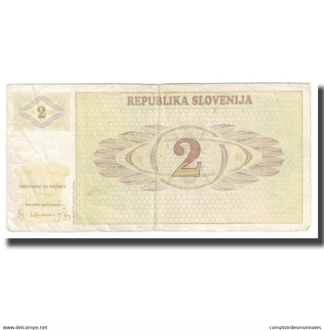 Billet, Slovénie, 2 (Tolarjev), KM:2a, TB - Slovenië