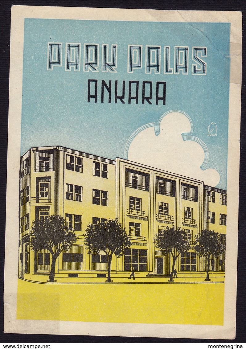 Turkey ANKARA Hotel PARK PALAS Luggage Label 12,5 X 9 Cm (see Sales Conditions) - Hotel Labels