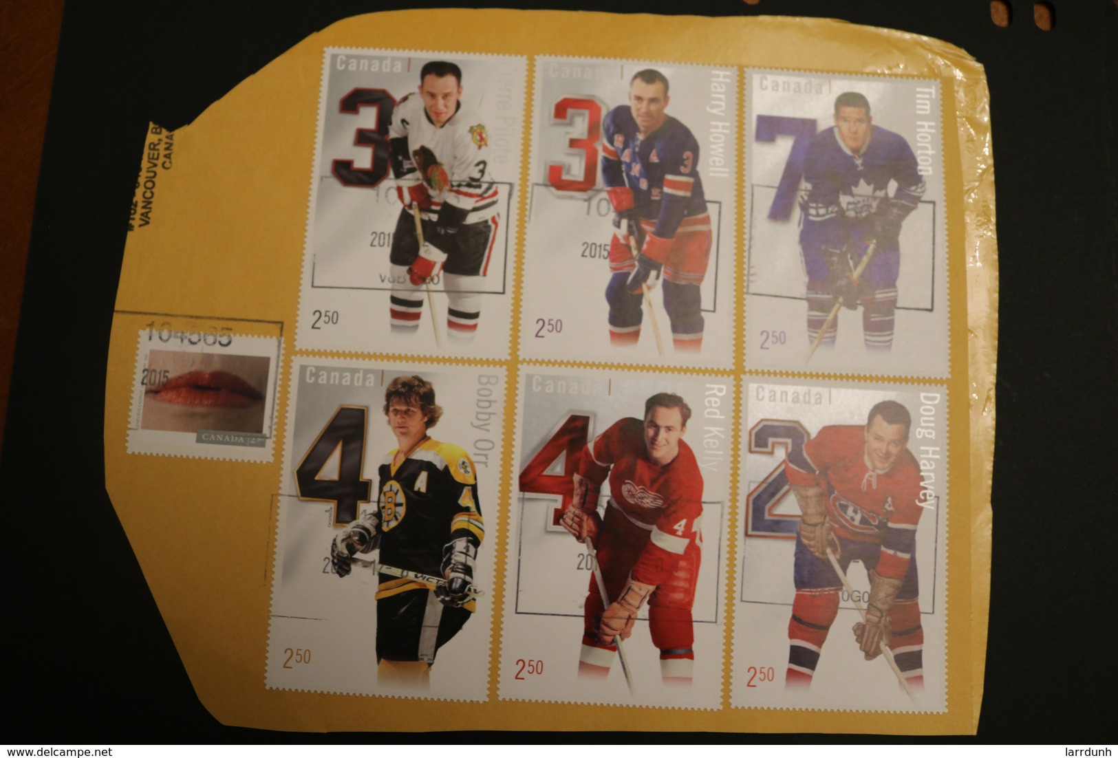 Canada NHL Legendary Defence Horton Harvey Pilote Orr Kelly Howell Large Stamps + Lips Cancelled On Piece MNH 2014 A04s - Fogli Completi