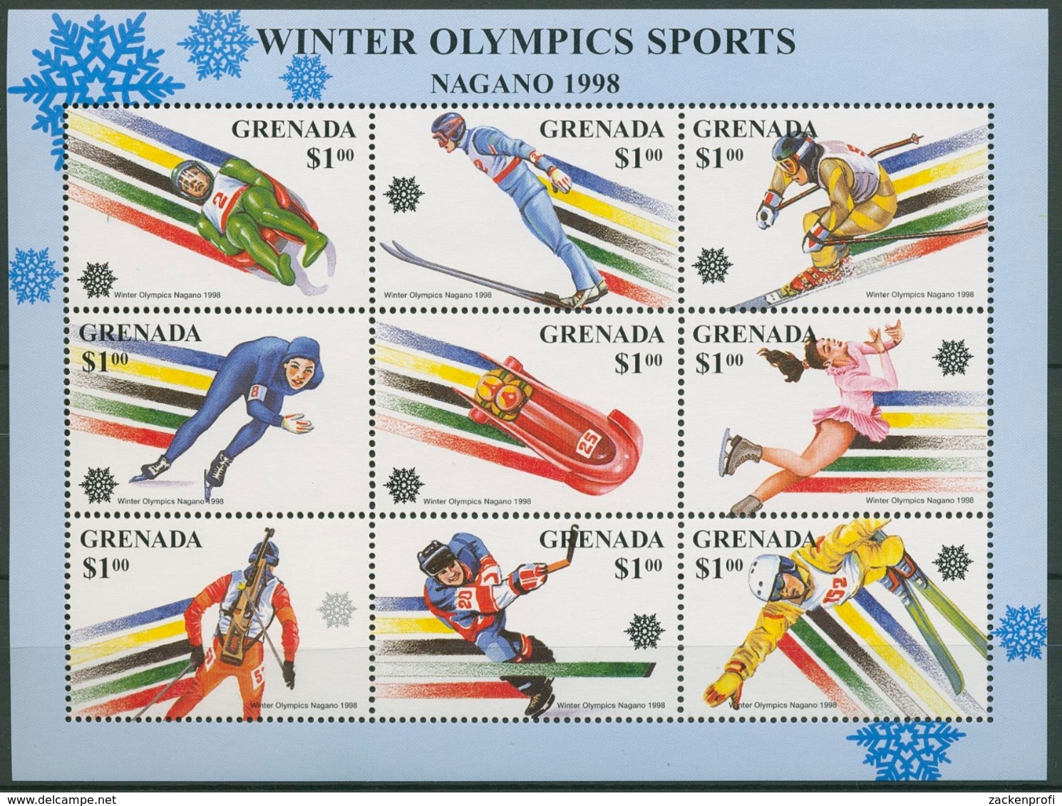 Grenada 1997 Olympia Winterspiele Nagano Kleinbogen 3479/87 K Postfr. (C94590) - Grenada (1974-...)