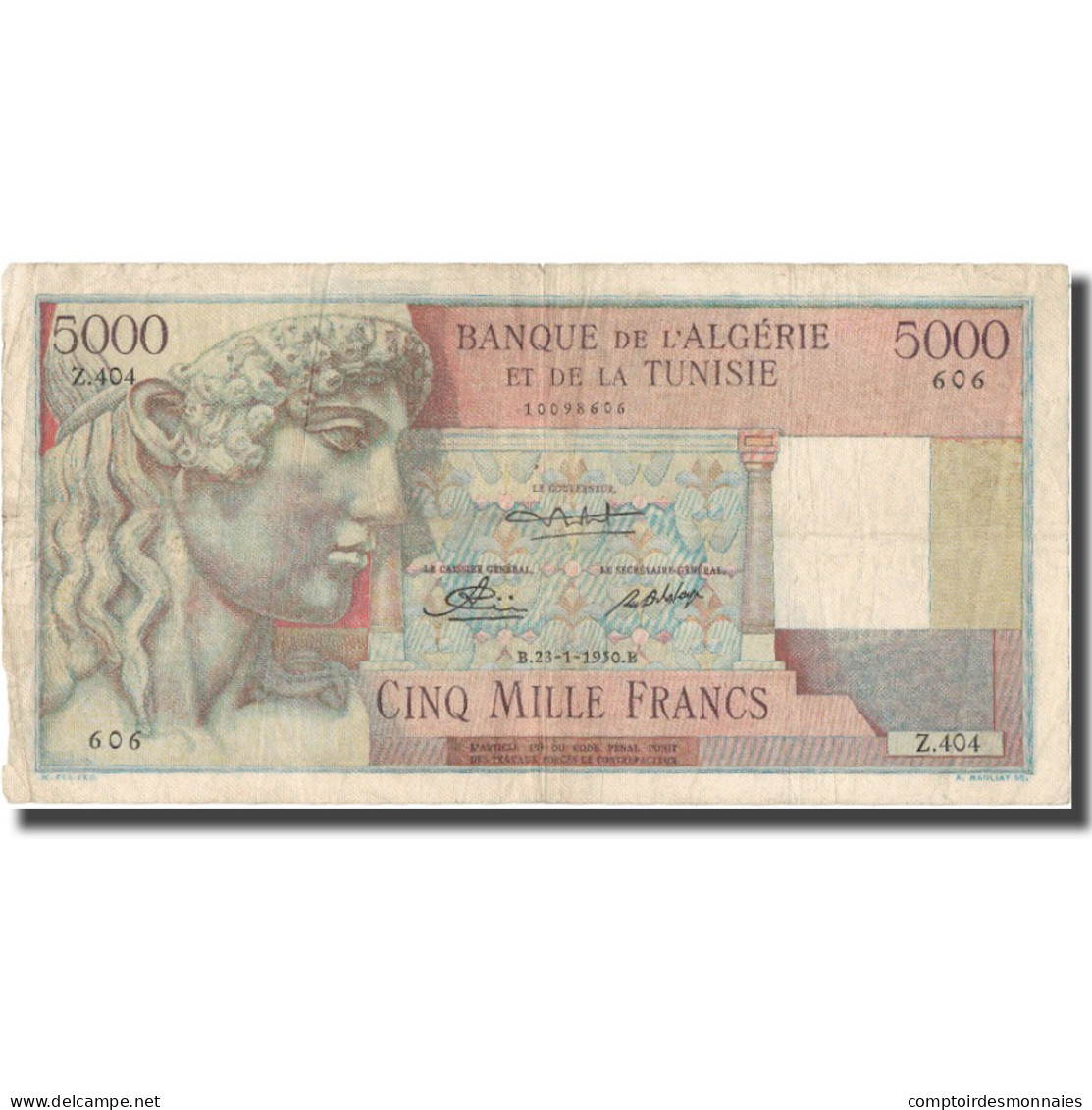 Billet, Algeria, 5000 Francs, 1950, 1950-01-23, KM:109a, TTB - Algeria