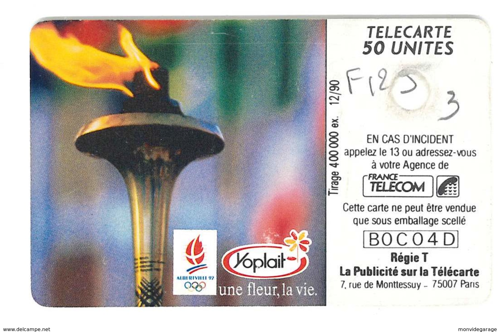 F129 - Yoplait - Flamme Olympique - 1990