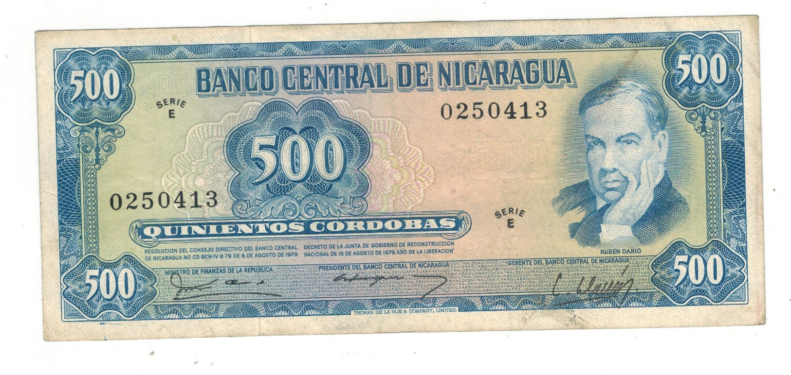 Nicaragua 500 Cordobas 1979, P-133 , VF/XF. - Nicaragua