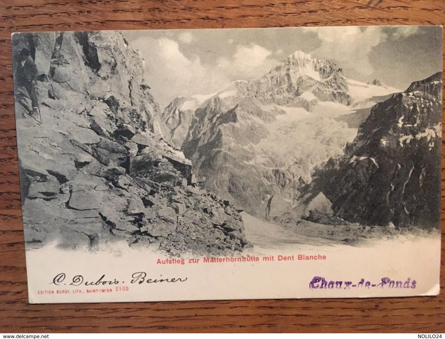 CPA, SUISSE, "Aufstieg Zur Matterhornhütte Mit Dent Blanche", éd Burgy, 1902, Timbres, Cachets Et Tampon Chaux De Fonds - Autres & Non Classés
