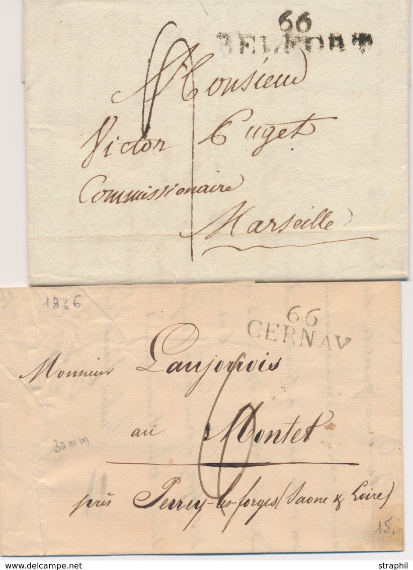 LAC MARQUES POSTALES 19ème Siecle - LAC - 66 BELFORT (1818) + 66 CERNAY (1826) - 2 Plis - TB - 1801-1848: Precursores XIX